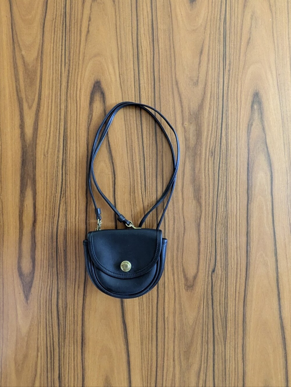 Vintage Coach Black Leather Mini Crossbody Saddle Bag